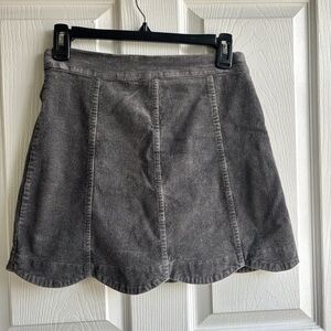 ALTARD STATE | Grey Corduroy Scalloped Mini Skirt- Small